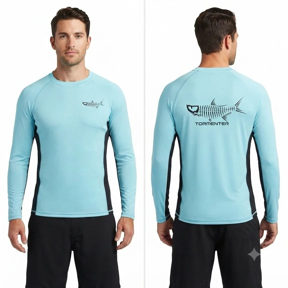 Tormenter Fishing Rash Guard Shirt Mens Medium Rash Guard Long Sleeve SPF 50